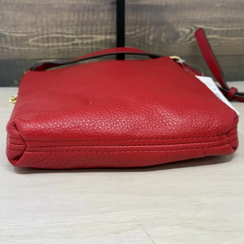 Michael Kors Camden Red Leather Drawstring Crossbody Bag